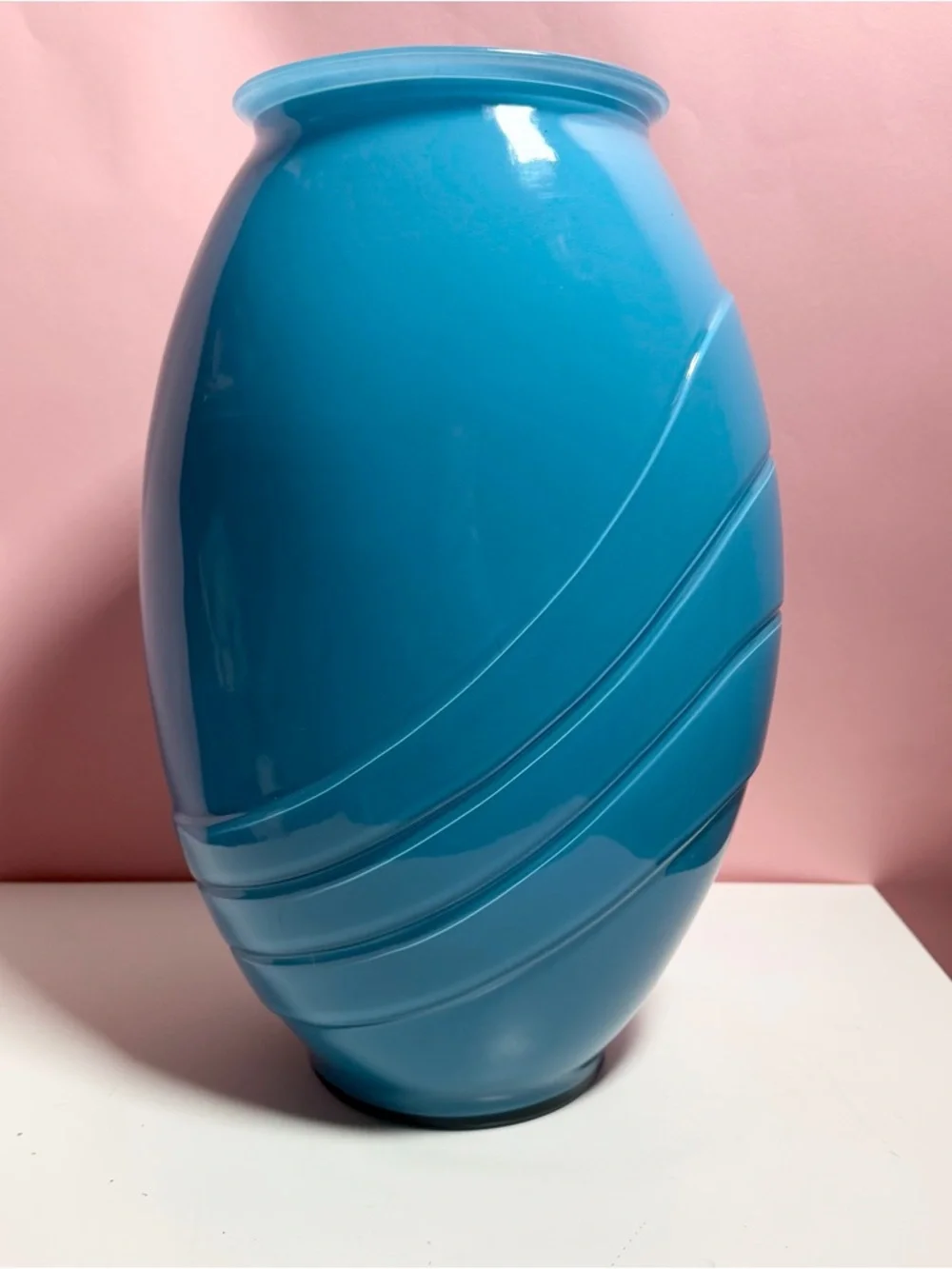Vintage 80s retro art deco large vibrant blue vase - Picture 4 of 8